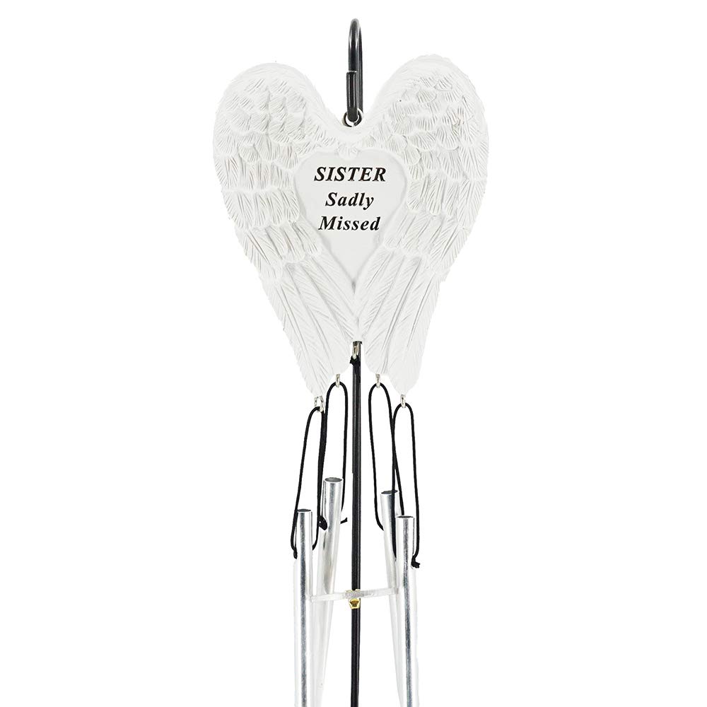 Angraves White Sister Sadly Missed Guardian Angel Wings Graveside Memorial Wind Chime