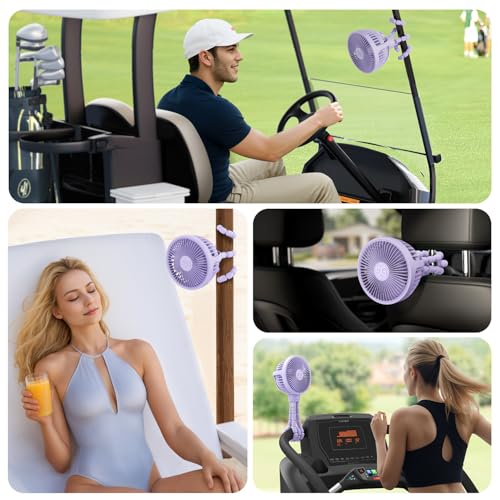 Image of Mini Stroller Fan Clip-on for Baby, Small Portable Fan Rechargeable and Handheld, USB Cooling Fan with 3 Adjustable Speeds and Flexible Tripod for Travel, Car Seat, Camping, and Bedroom, Purple