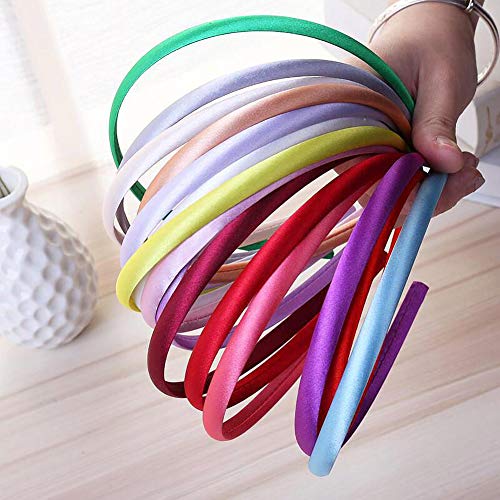 30Pcs Satin Headband for Girl Women,Satin Headbands Ribbon Covered Hair Accessories, Multicolor