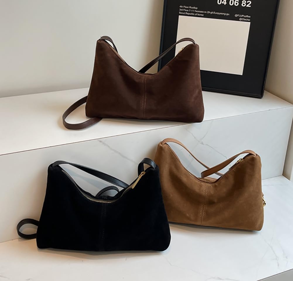 Slouchy Suede Saddle Hobo Bags Women Trendy Satchels Underarm Shoulder Bag Crescent Crossbody Purses Travel Tote Handbag 2025