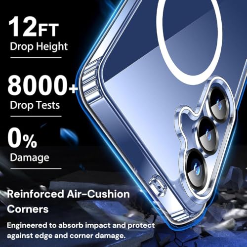 Image of Back Cover Case + Tempered Glass for Samsung Galaxy S25 5G | Mag-Safe Compatible | Transparent Mobile Phone Back Cover Case for Samsung Galaxy S 25 | Samsung S 25 5G TPU Transparent Case