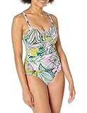 Profile by Gottex Women's Standard Tropic Boom D-Cup Twist One Piece, Multi/Green, 8
