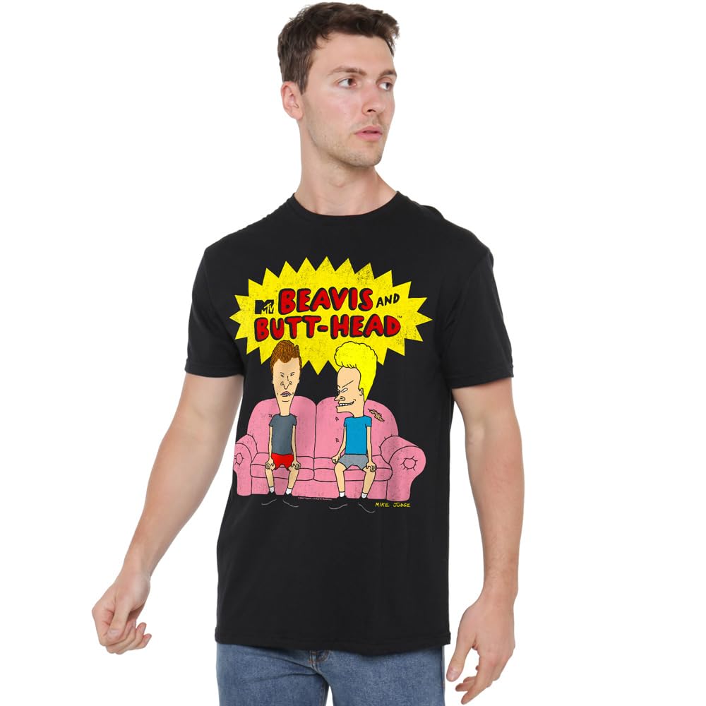 Men's Other Beavis And Butthead Couch Logo Og T-Shirt Black - XXL