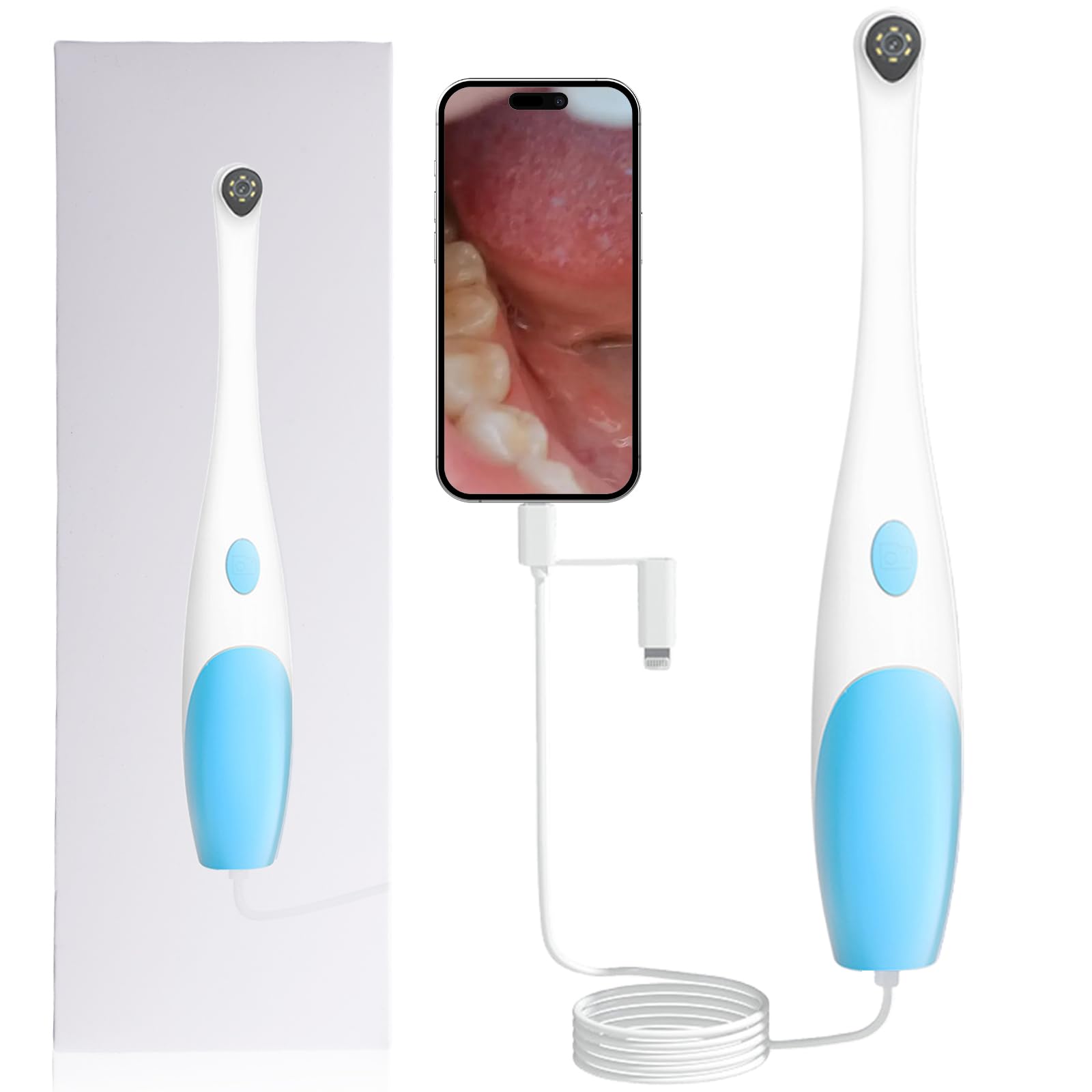 Endoscope : caméra orale HD 640 x 480p, caméra intra-orale avec 6 lumières LED, miroir dentaire compatible avec Android, inspection vidéo des dents d'animaux pour les individus et les animaux