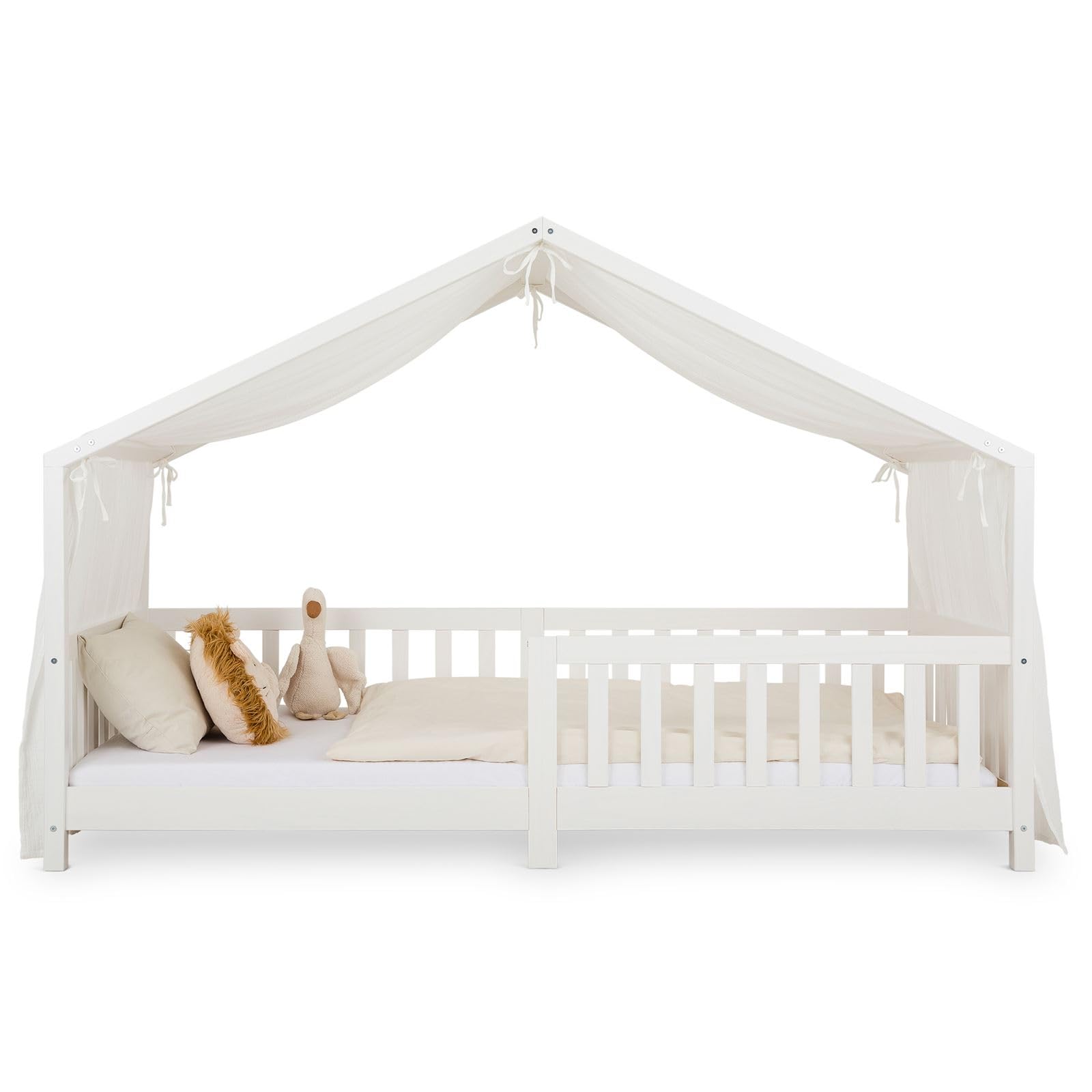 IDIMEX Rideau de lit LIAN en Mousseline 100% Coton 125 x 390 cm, pour Lits cabanes Enfants, Tissu léger et Doux, Blanc