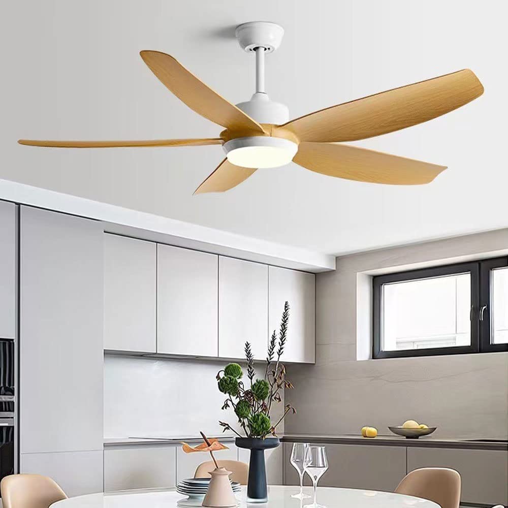 Ventilador de Techo silencioso Grande con luz, Control Remoto y Temporizador, 6 velocidades, con luz LED para Interiores, Ideal para Dormitorio, habitación Infantil, Hotel o Comedo