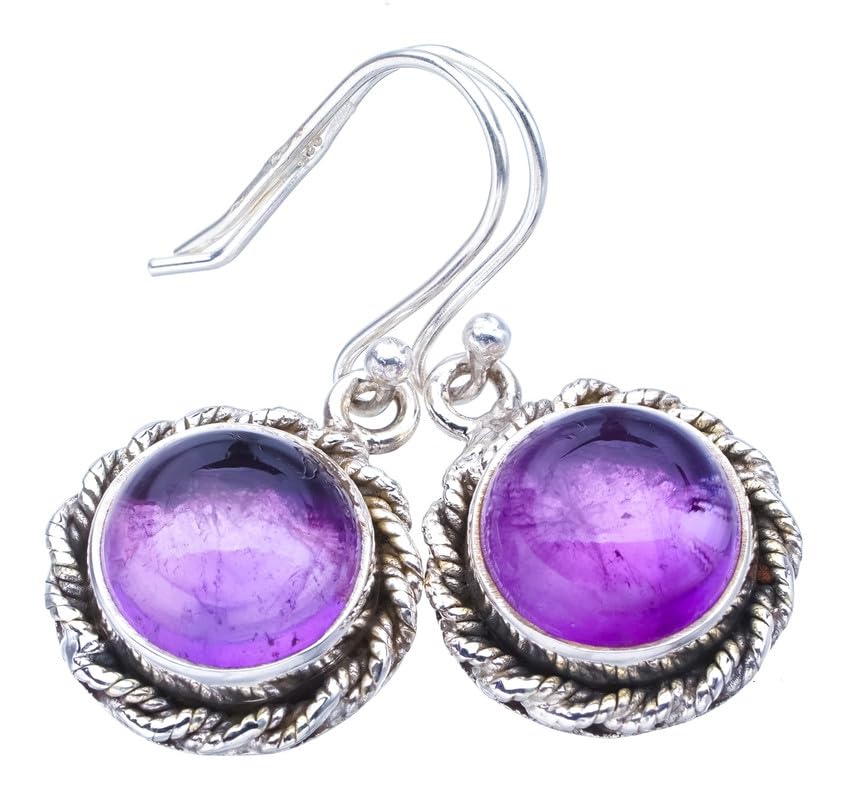 Boucles d'oreilles améthyste naturelle anti-allergie argent 925