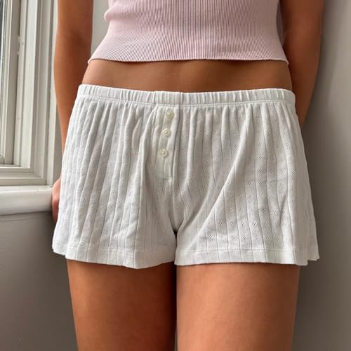 Image of Womens Y2K Pajama Shorts Low Waist Striped Floral Lounge Boxers Pj Bottoms Comfy Sleep Shorts