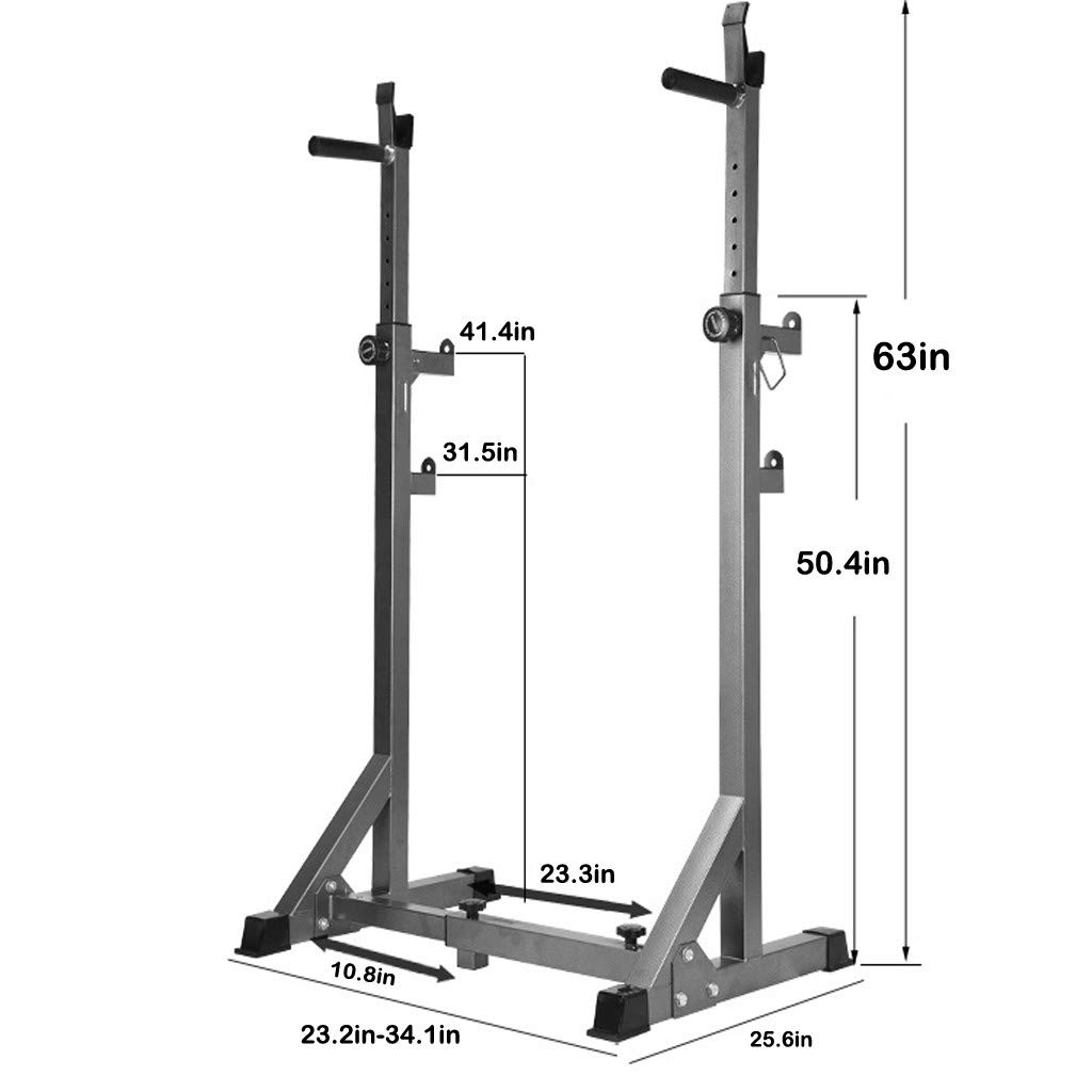 Dumbbell Squat Racks, Adjustable 50”63” Barbell Rack Holder Sturdy