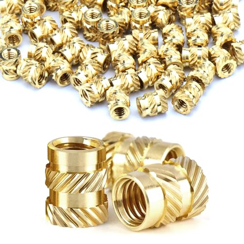 Gewindeeinsatz, Einpressmuttern, Messing Einbettung Muttern Rändelmuttern, Threaded inserts für Kunststoffteiledurch Wärme oder Ultraschall in 3D-Drucker Teile (M8*12 * 10mm-20pcs)