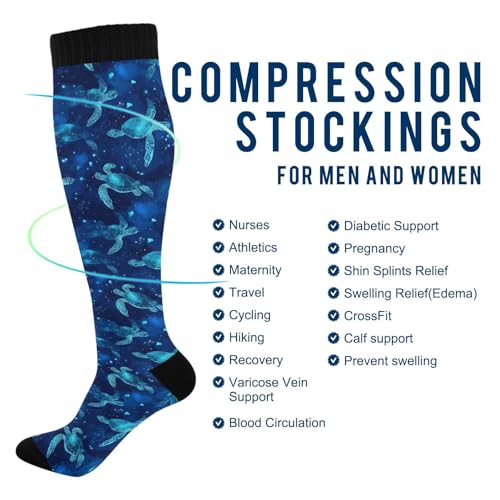 Image of Wusikd Heartbeat Symbol Compression Socks for Women and Men Circulation Black Long Socks for Athletic Running 1