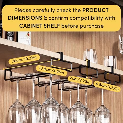 LINFIDITE Wine Glass Holder 2PCS Stemware Rack Hanger Under Cabinet Wine Glass Rack Kitchen Hanging Storage Rack Organizer,Black (For Partition Thickness under 0.98") by LINFIDITE - Image 6