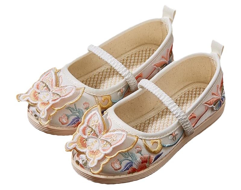 kkdom Girls Handmade Hanfu Shoes Children Chinese Traditional Embroidered Shoes Baby Antique Costume Performance Ballet Flats Toddler Girl