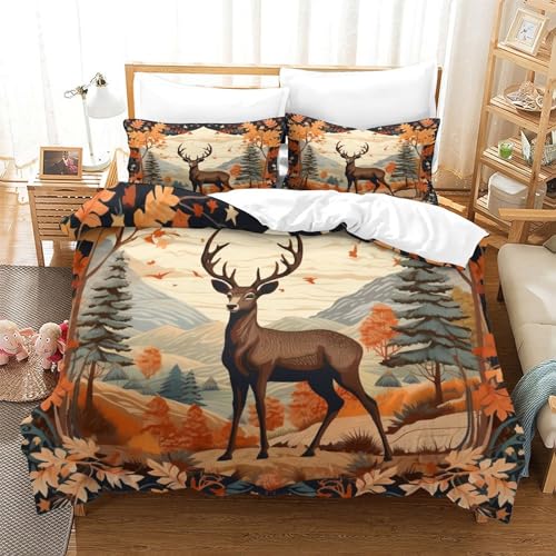 Housse de couette cerf 200x200 cm avec taies d'oreiller lit double - 3