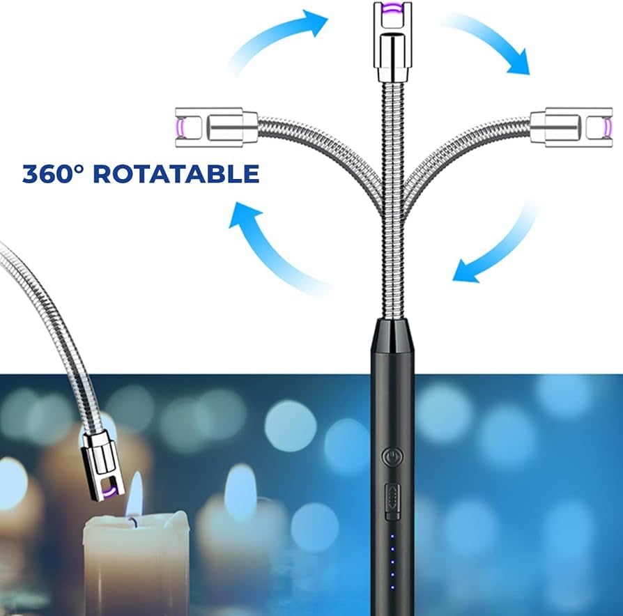Image of Vruta USB Plasma Rechargeable Electric Gas Lighter for Kitchen Windproof USB Lighter 360 Flexible Neck Arc Lighter for Diwali Fireworks (Multicolour)