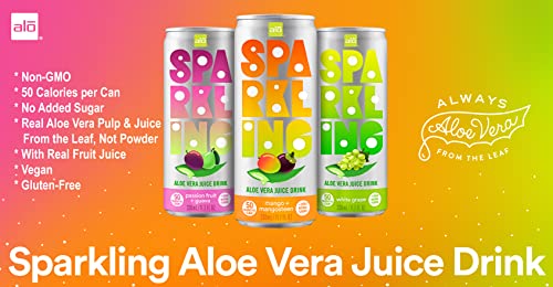 Alo Sparkling Passion Fruit & Peach Carbonated Aloe Vera Juice Drink | 11.2 Fl Oz, Pack Of 12 | Plant-Based Beverage, Vegan thumb #3