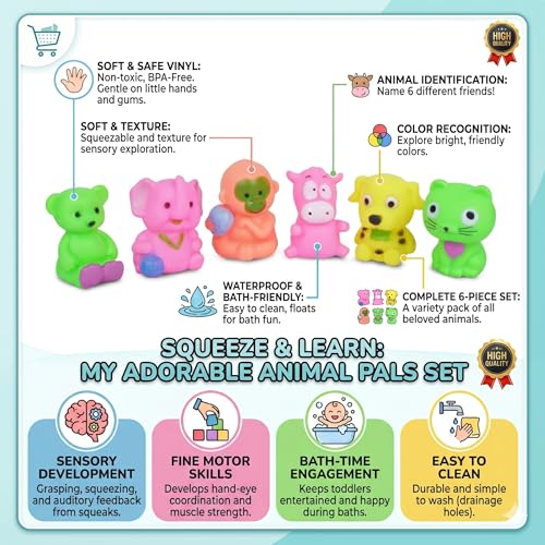 Image of Bath Squeeze Animals 723- 6pcs for Toddlers / Bath Toys for Kids for Toddlers