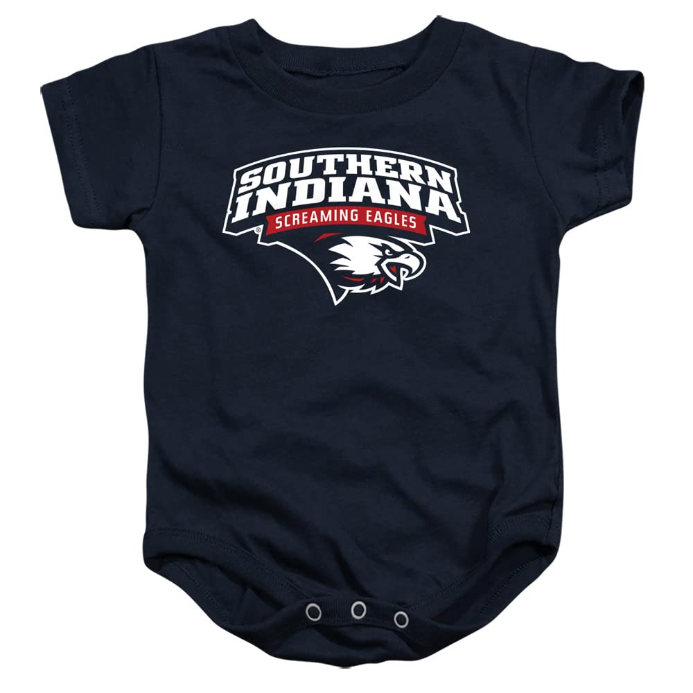 University of Southern Indiana Official Stacked Unisex Infant Snap Suit for Baby,Navy, 6 Months