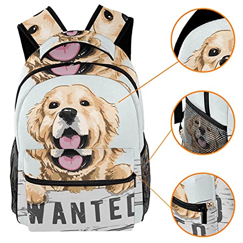 Sac à dos de voyage motif chien Wanted stylé avec porte-bouteille