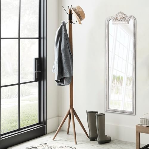 Miroir mural style rustique en perles blanc pour entrée chaleureuse