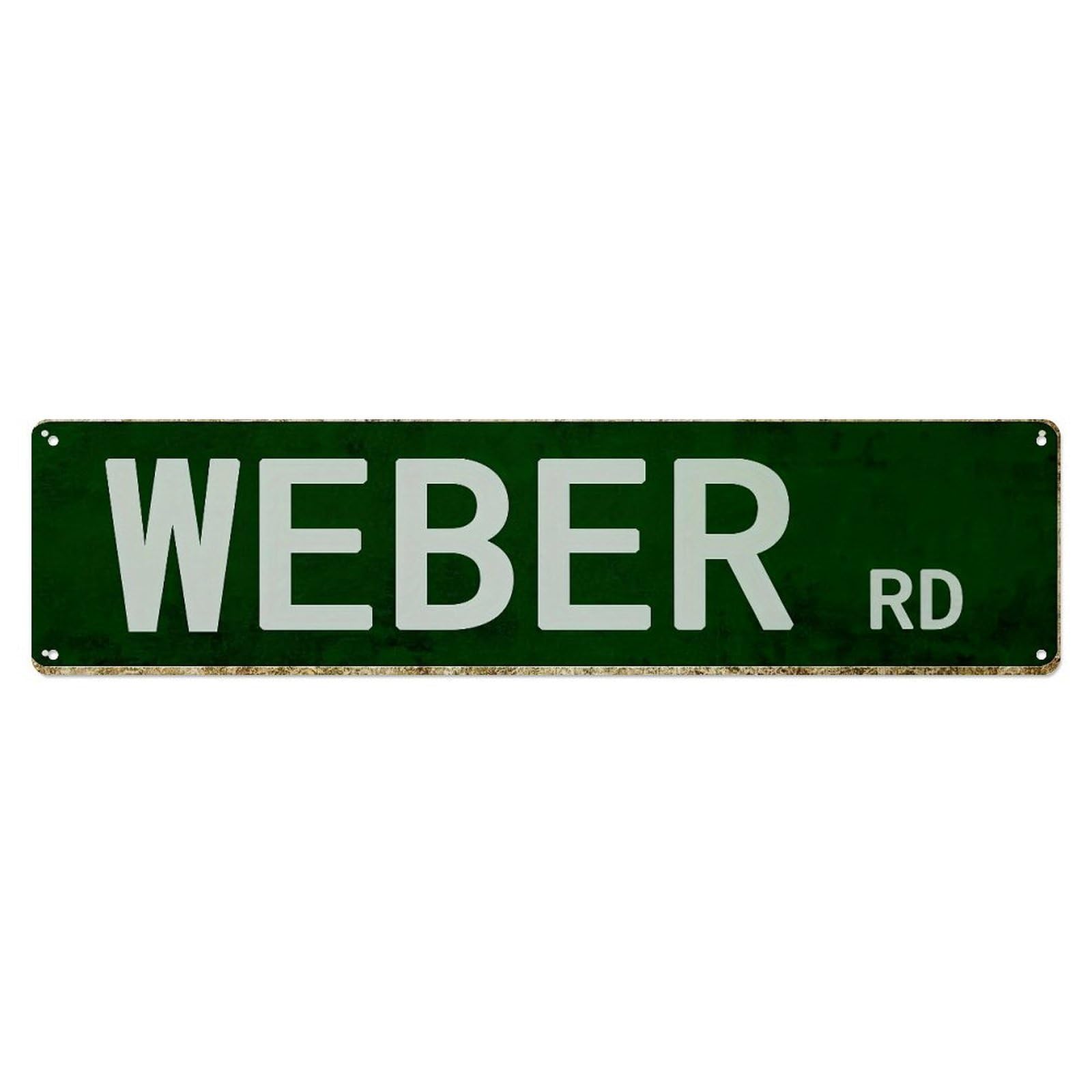 Green Street Sign Weber Rd Retro Metal Tin Sign, Vintage Decor Art Poster for Bar, Home, Man Cave, Kitchen, Laundry Room Gift 4x16Inch