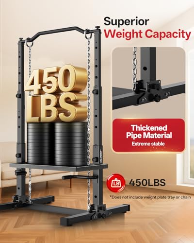 Image of JOROTO Foldable Pull Up Dip Station, Pull Up Bar Free Standing for Home Gym, 450LBS Stable Power Tower, Adjustable Height Multifunction Pull Up Stand, Strength Training Equipment for Men Women