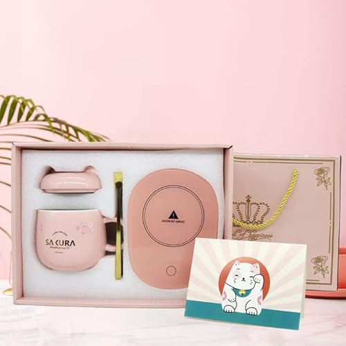 Coffee Warmer With Mug - Cute Coffee Cups Cat Mug Cup Warmer Mug Warmer For Desk Coffee Cup For Women Smart Coffee Mug Warmer Coffee Mug Warmer Is The Gift With Gift Box Pink #TOP2