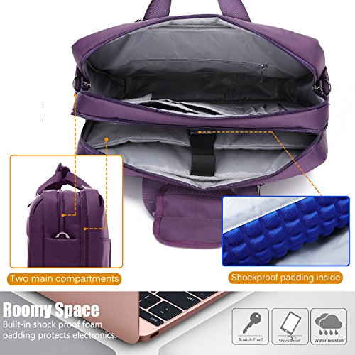 CoolBELL 15.6 Inches Convertible Laptop Messenger Bag Oxford Cloth Shoulder Bag Backpack Multi-Functional Briefcase for Laptop/MacBook/Tablet Women (Purple)