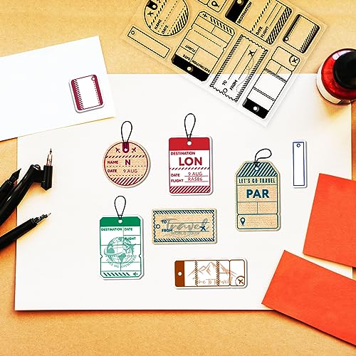 GLOBLELAND Travel Label Clear Stamps Ticket Label Clear Silicone Stamps for Card Making Photo Album Decorations DIY Scrapbooking Journal and Holiday Card - Image 2