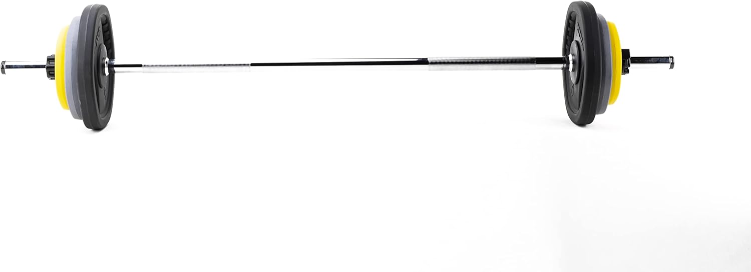 ZIVA Performance Studio Barbell Adjustable Weight Set - 6 Solid Cast Rubber Coated Grip Plates, Chrome Bar with Knurled Grip (D: 1.25”, Not Olympic Size), Quick Release Collars | Weight in KG (1.25kg=2.75lb, 2.5kg=5.5lb, 5kg=11lb) | Bar and Weights Ship Separately, Bar Fits Cardio Plates Only : Sports & Outdoors