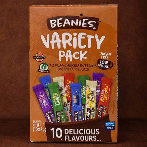 Beanies Coffee Sachets Variety Box Instant Flavoured Coffee 10 Different Flavours Low Calorie - Nutty Hazelnut, Irish Coffee, Creamy Caramel, Very Vanilla, Double Chocolate Beanies Instant Coffee - Image 8