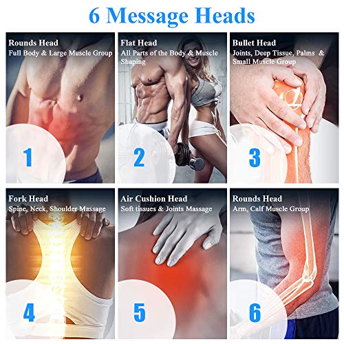 Massage Gun Muscle Deep Relaxation Handheld Massager Gun Deep Tissue Percussion Cordless Body Massage Device Upgraded 20 Adjustable Speeds 6 Massage Heads Quiet - Thumbnail 2