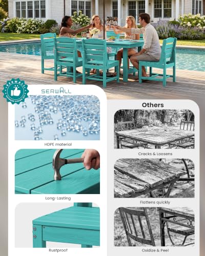 Image of SERWALL Armless Outdoor Dining Chair Set of 2, All Weather Resistant,Aruba