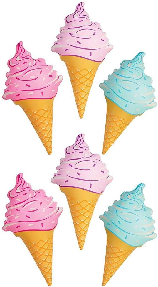 The Dreidel Company Three Giant Inflatable Ice Cream Cones for Summer Party, Swimming Pool, Beach, Birthday, and Outdoor Decorations 36 Inches, Pack of 3