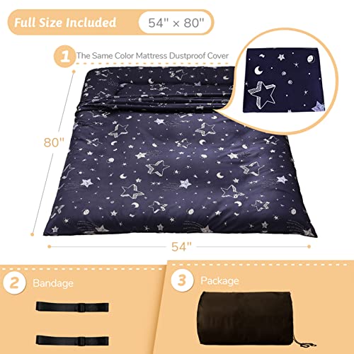 Image of MAXYOYO Navy Star Futon Mattress Japanese Tatami Mat Foldable Futon Portable Camping Mattress Kids Sleeping Pad Floor Couch, Full
