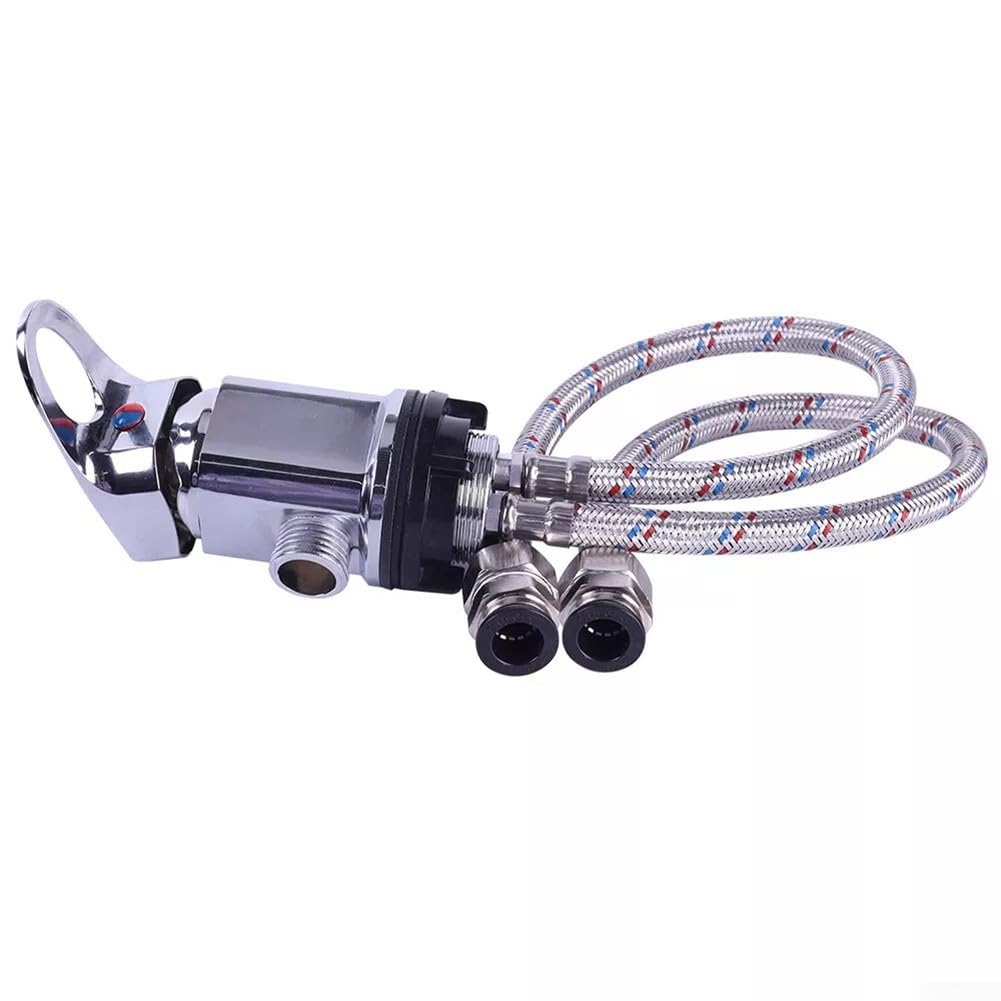 Zilimontt Robinet mitigeur de douche en laiton effet chromé avec queues de 800 mm en acier inoxydable pour camping-car, camping-car, 12 mm à levier unique pour chaud/froid