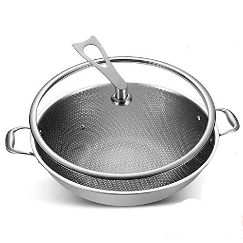 zyl Sartén Antiadherente de inducción Wok de Acero Inoxidable 304 sartén Antiadherente binaural Cocina de inducción Gas-Glass_Lid_Pot_Set_38CM