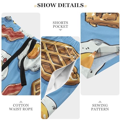 Men's Pajama Shorts Breakfast Food Pattern Prints Mens Sleep Pants with Pockets Soft Short Pajama Bottoms3