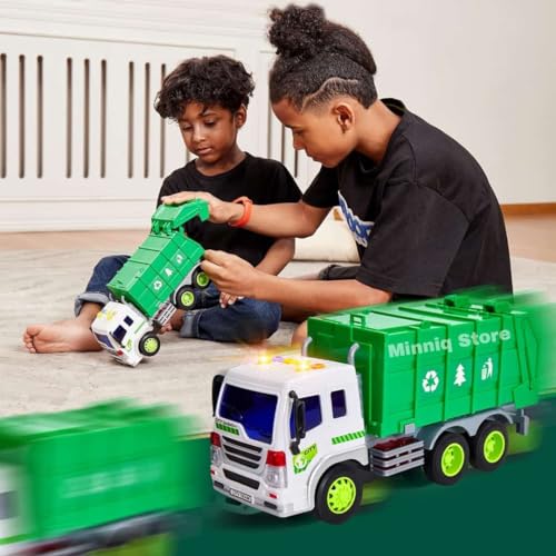 Image of City Garbage Truck Toy, Pull Back Vehicles Toy for Kids, Friction Power Toy Trucks for 3+ Years Old Boys and Girls, Light & Sound Truck Toy for Kids (Multicolor)