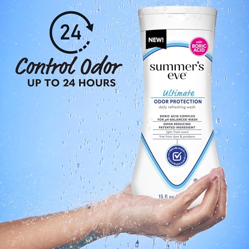 Image of Summer's Eve Ultimate Odor Protection Daily Feminine Wash,pH-Balanced Formula Body Wash for Women with Boric Acid Helps Control Vaginal Odor,15 Fl Oz,(Pack of 3)