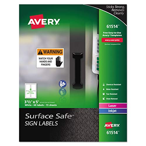 Avery 61514 étiquettes de sécurité adhésives blanches colis boîte 89x127mm