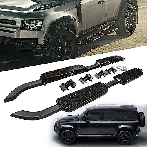 2Pcs Fixed Door Running Board Side Step Nerf Pedals for LR Defender 110 4D 2020-2024 2025 Aluminum,Black