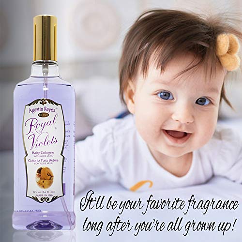 Image of Royal Violets Baby Cologne. Clean, Mild and Long Lasting Fragrance. With Aloe Vera. 7.6 Fl Oz / 225 ml. Pack of 3