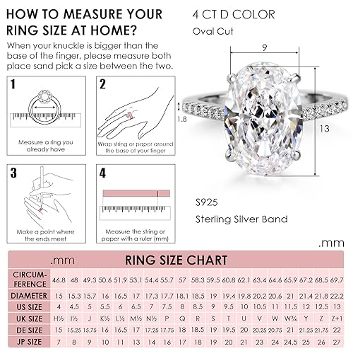 Michooyel 4.0ct Oval Cut Women's Engagement Ring Simulated Promise Ring Wedding Ring 925 Sterling Silver3