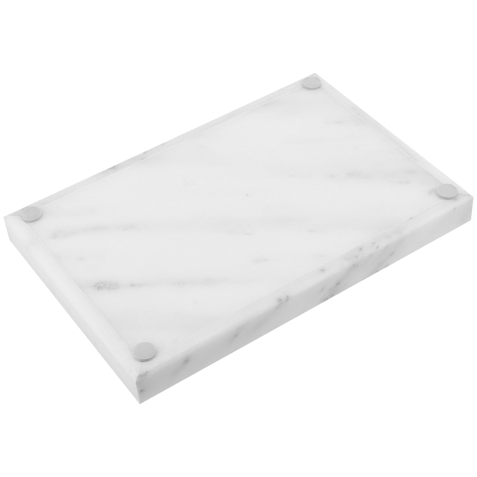 Bandeja de piedra de mármol blanco, 30 x 20 cm, bandeja organizadora rectangular para tocador de baño, mesa de café, encimera de cocina