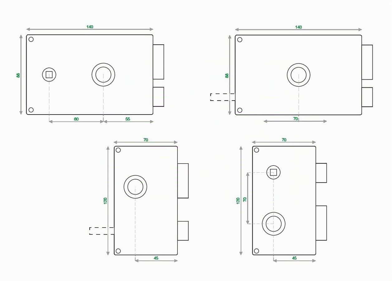 Serrure 3 points en applique MX4500 5 goupilles 5G horizontale tirage gauche cylindre de 45mm - HERACLES - MX-4503-5G-2