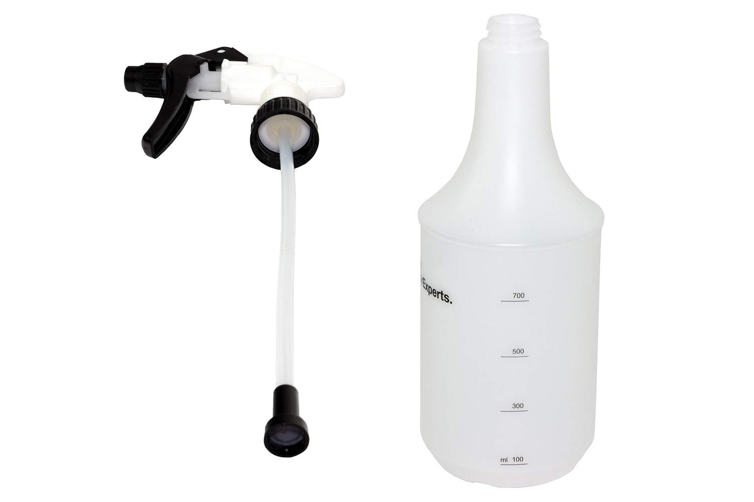 Koch Chemie Zylinderflasche 1 Liter Mit Skala – 4 Stück HDPE Flaschen Für Sprühkopf, Gewinde 28/400, Ideal Für Chemie & Reinigung Sprühflasche Koch