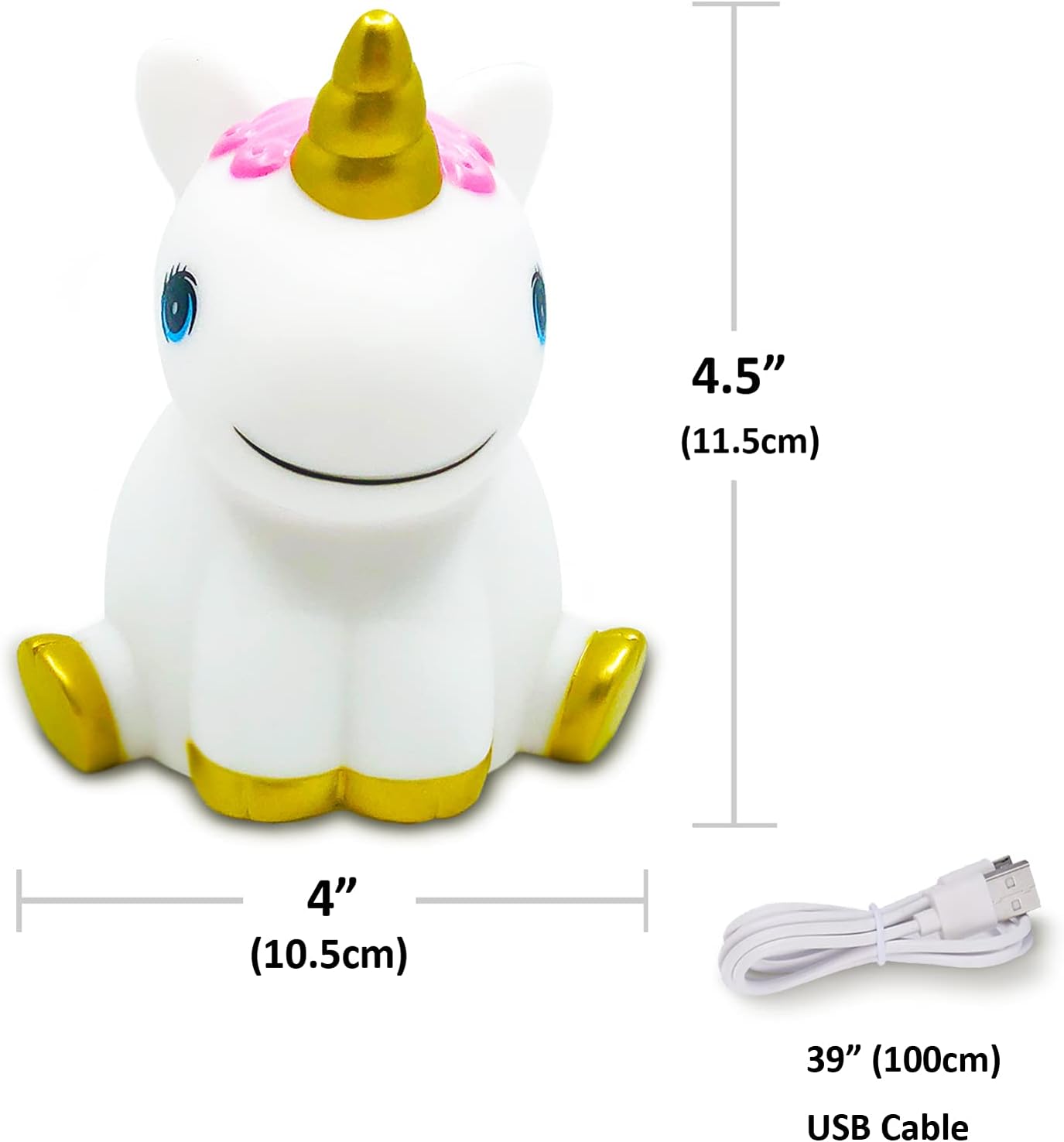 Unicorn Night Light,USB Rechargeable Kids Night Light with Timer,Portable Nursery Lamp Tap Colorful Lights for Kids, Unicorn Nightlight for Boys Girls Bedroom - - 