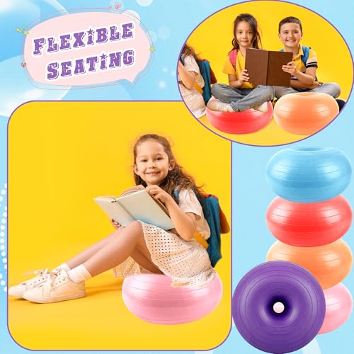 Octaday 5 peças de bola de exercício de donuts com bomba de mão, bola de exercício inflável durável,