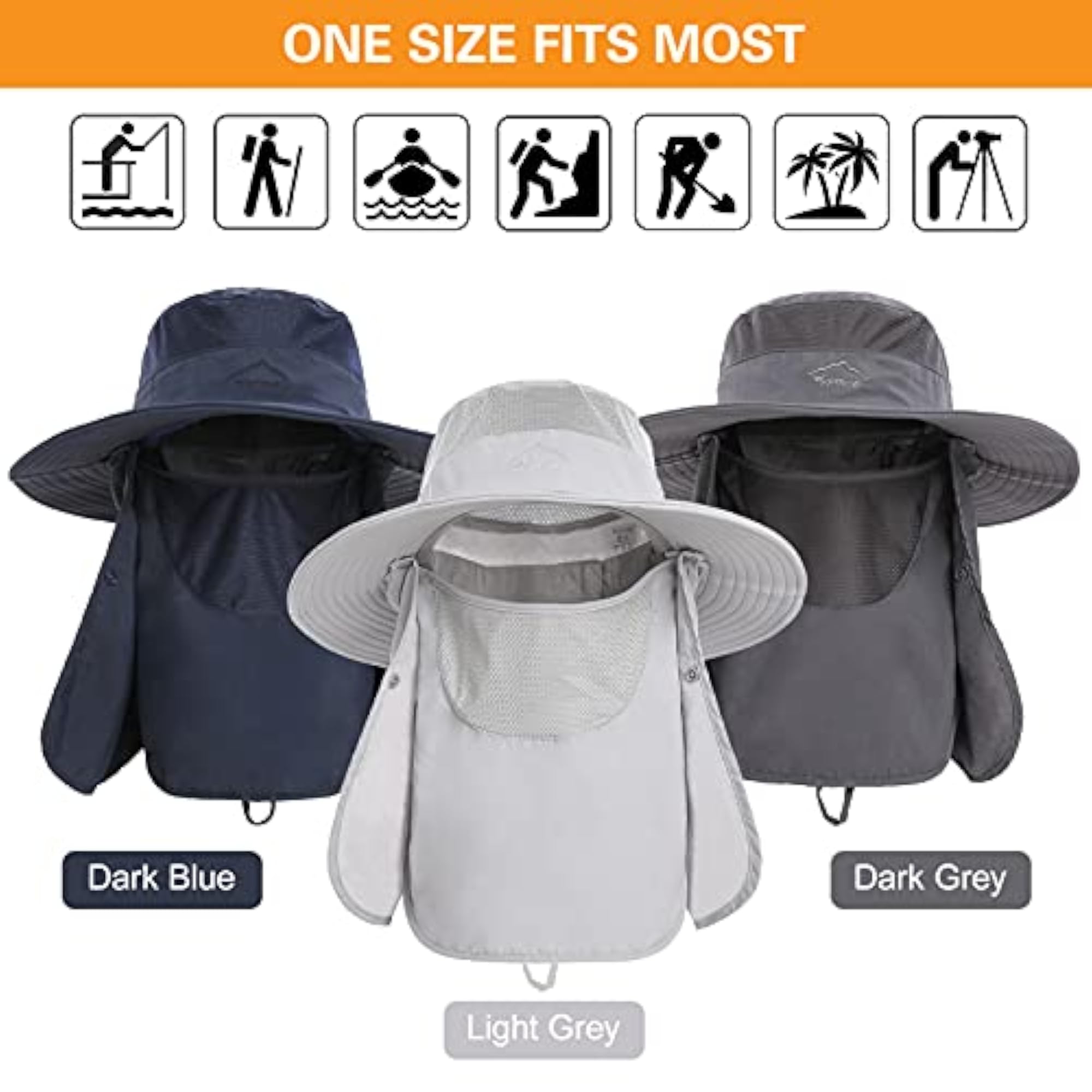 Wide Brim Sun Hat with Detachable Neck Flap